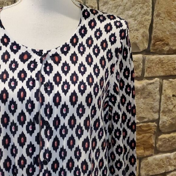 Foxcroft Pink/Blue Cardigan Size large button down lightweight - Picture 2 of 5
